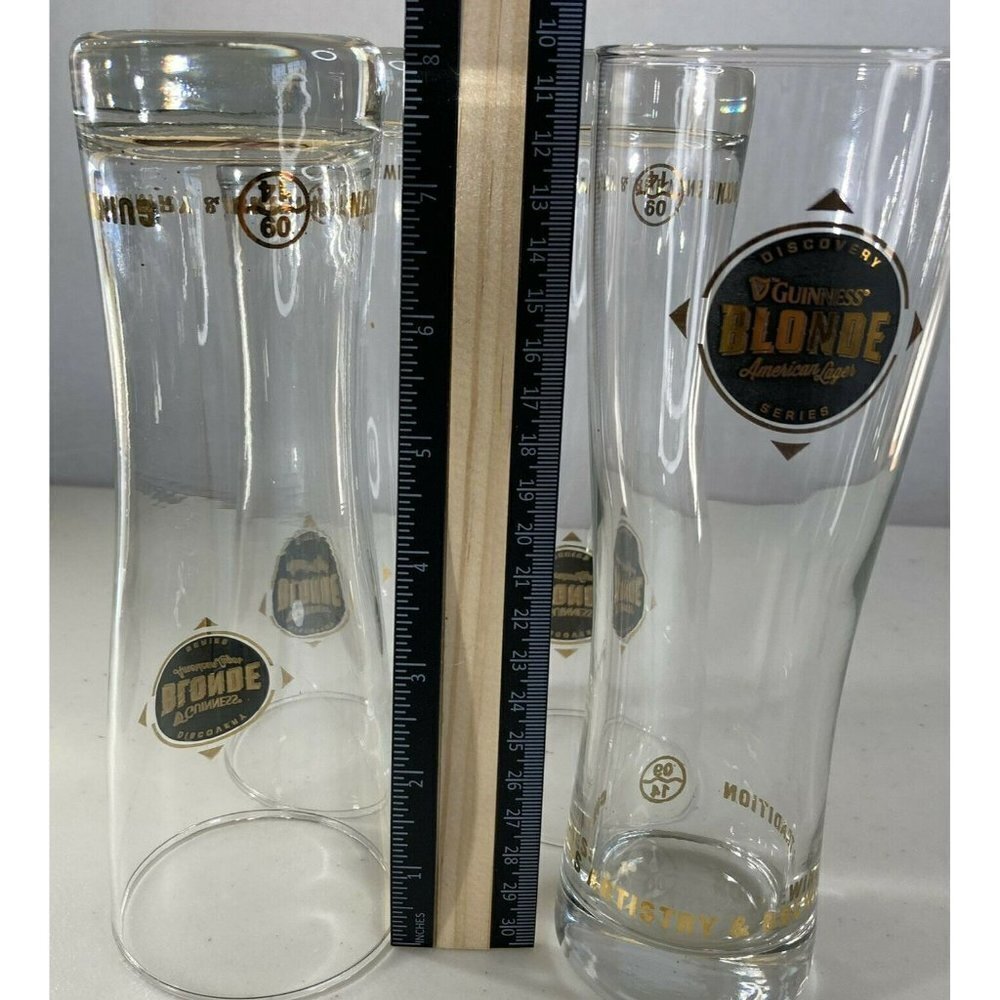 Guinness Discovery Series Blonde American Lager Pilsner 16 Oz Glasses Set of 4 - Picture 9 of 12